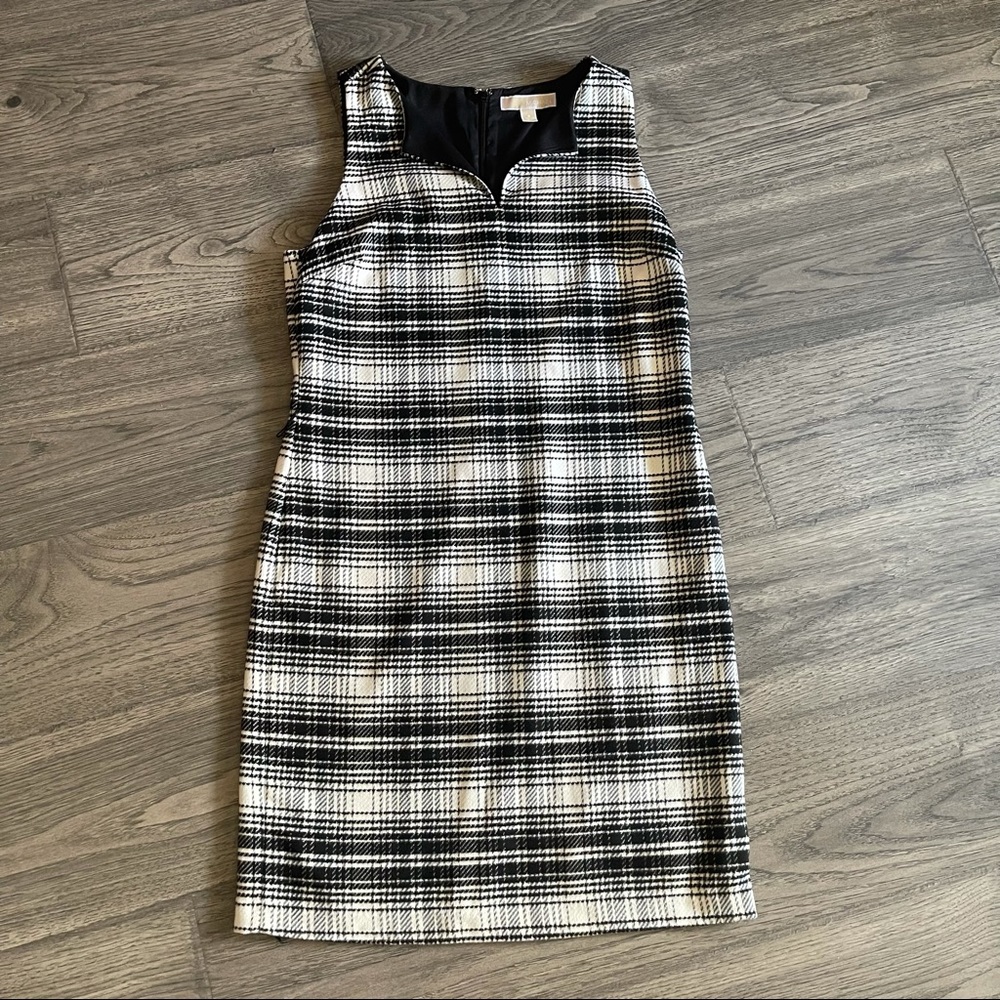 Michael Kors Black/White Plaid Sheath Dress Size4